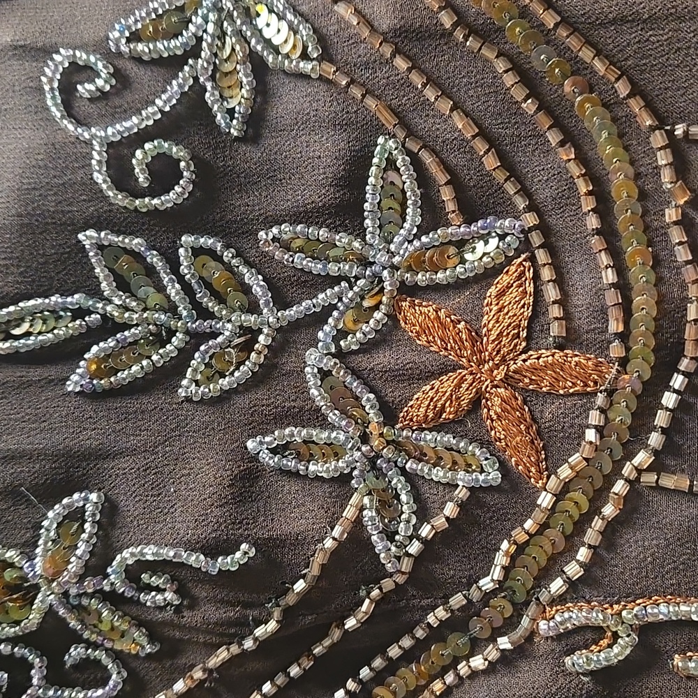 Vintage Papell Boutique Beaded Silk Slip Dress Brown 1920s Gatsby Evening Size 8 - Picture 10 of 10